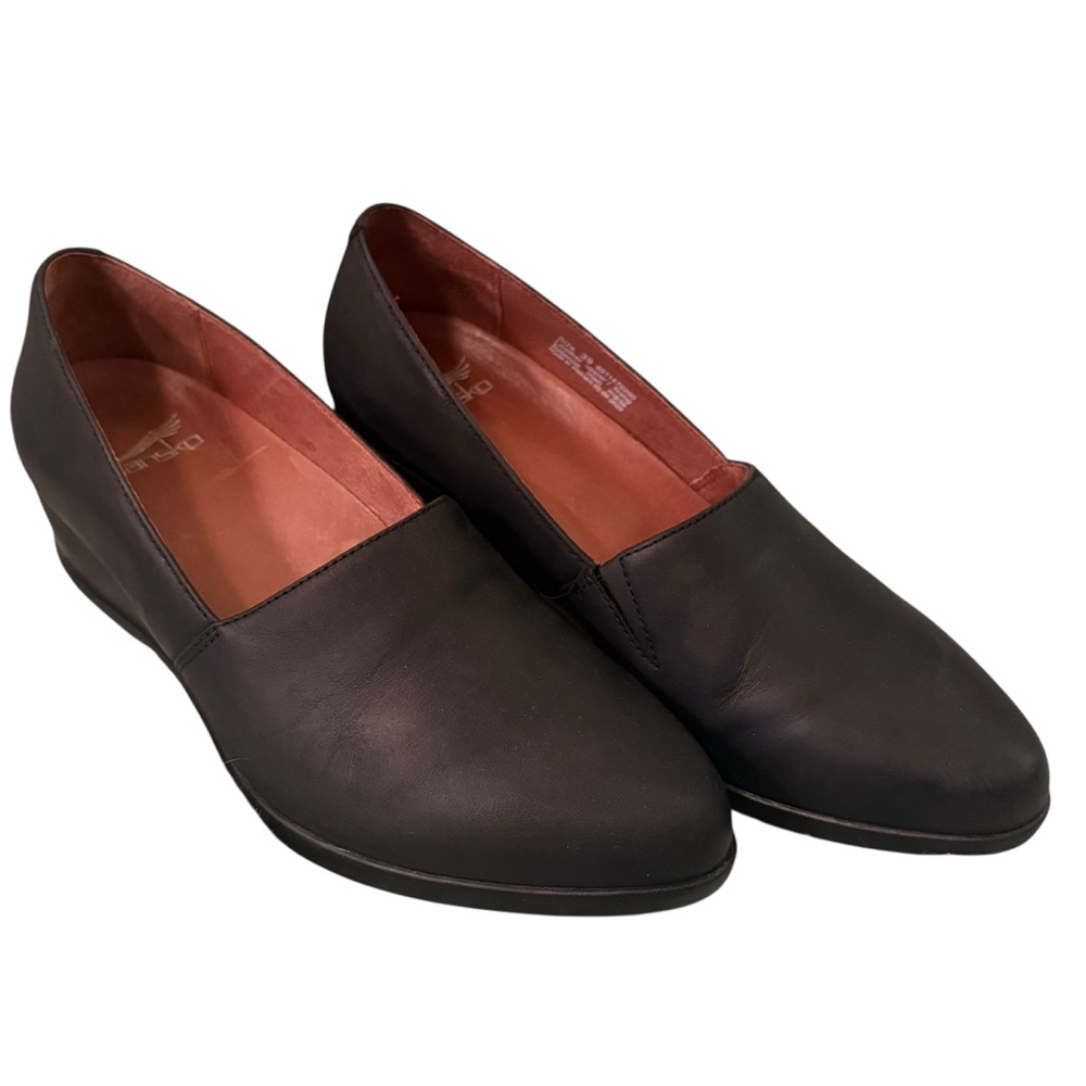 Dansko Shanda Black Leather Wedge Shoes size 39